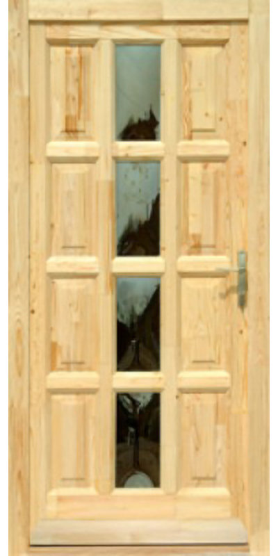 Ámor középen üveges - Borovi fenyő bejárati ajtó (D)