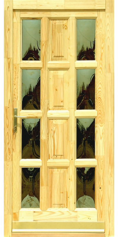 Ámor szélén üveges - Borovi fenyő bejárati ajtó (D)