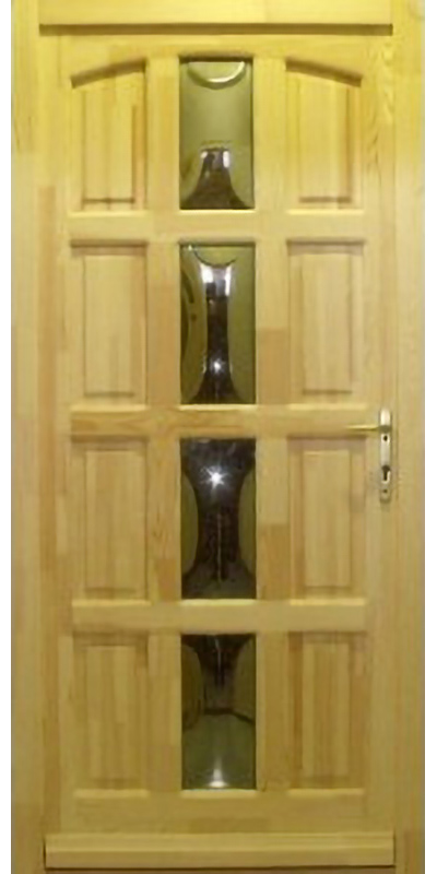 Középen üveges - Borovi fenyő bejárati ajtó (K)