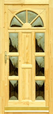Napsugár II Szélén üveges - Borovi fenyő bejárati ajtó (D)